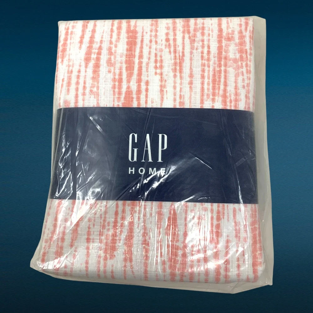 GAP Home Organic Cotton Window Curtain Pair 48x84 Coral Ikat Grommet NEW